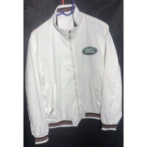 Land Rover Jacket Men’s Medium White Full Zip Lightweight Logo Windbreaker Coat